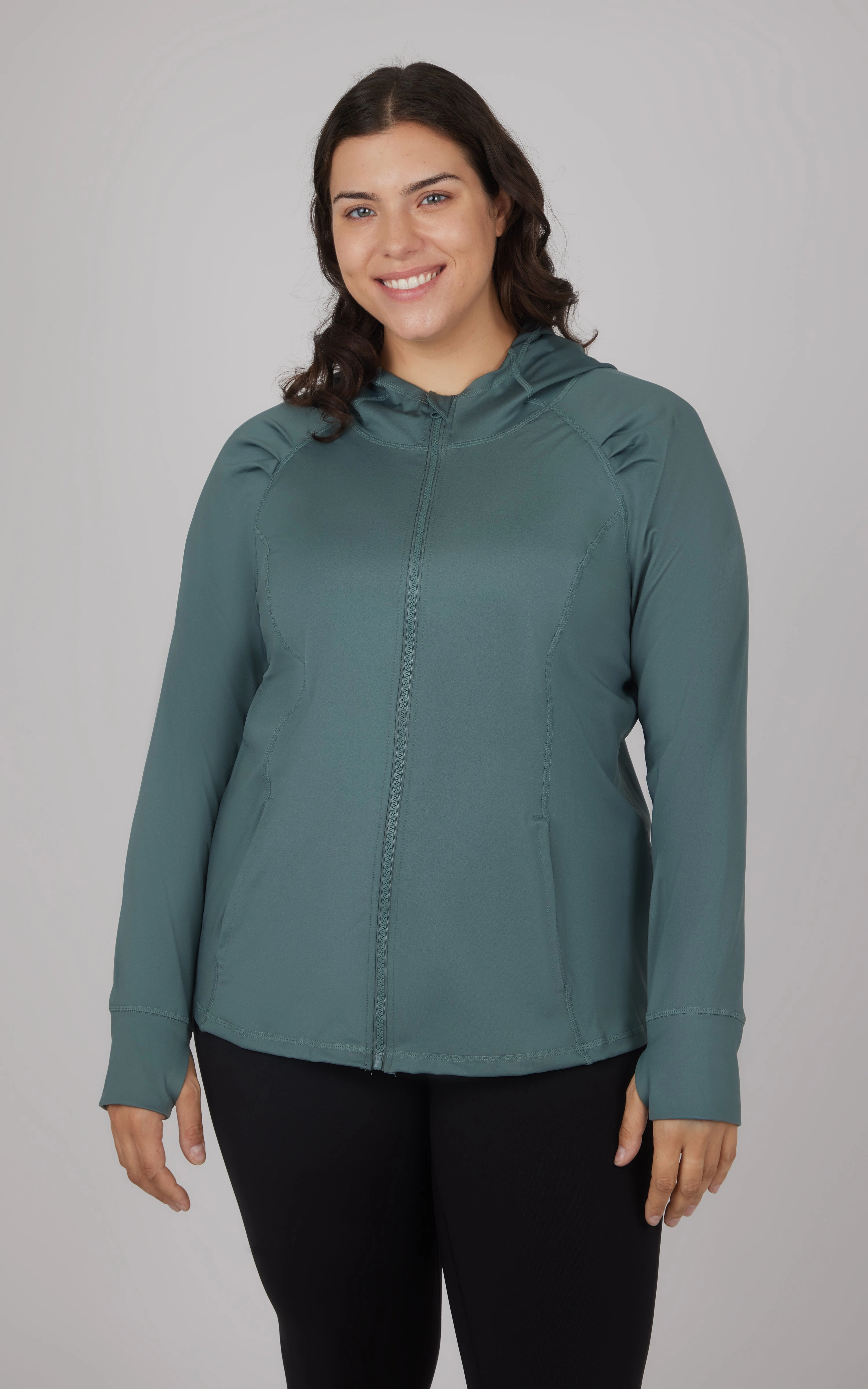 Plus Slim Fitted Full Zip Hooded Jacket