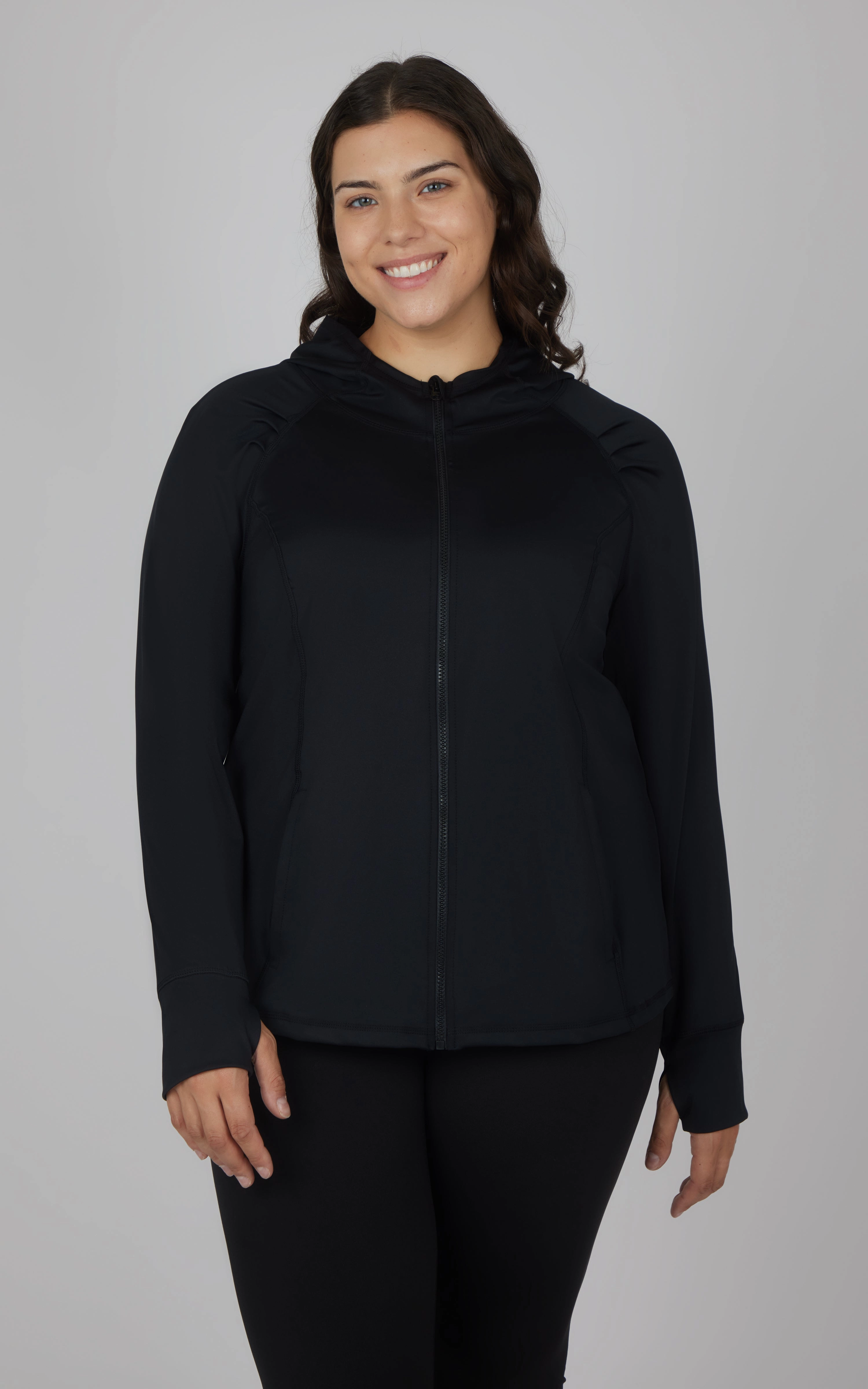 Plus Slim Fitted Full Zip Hooded Jacket