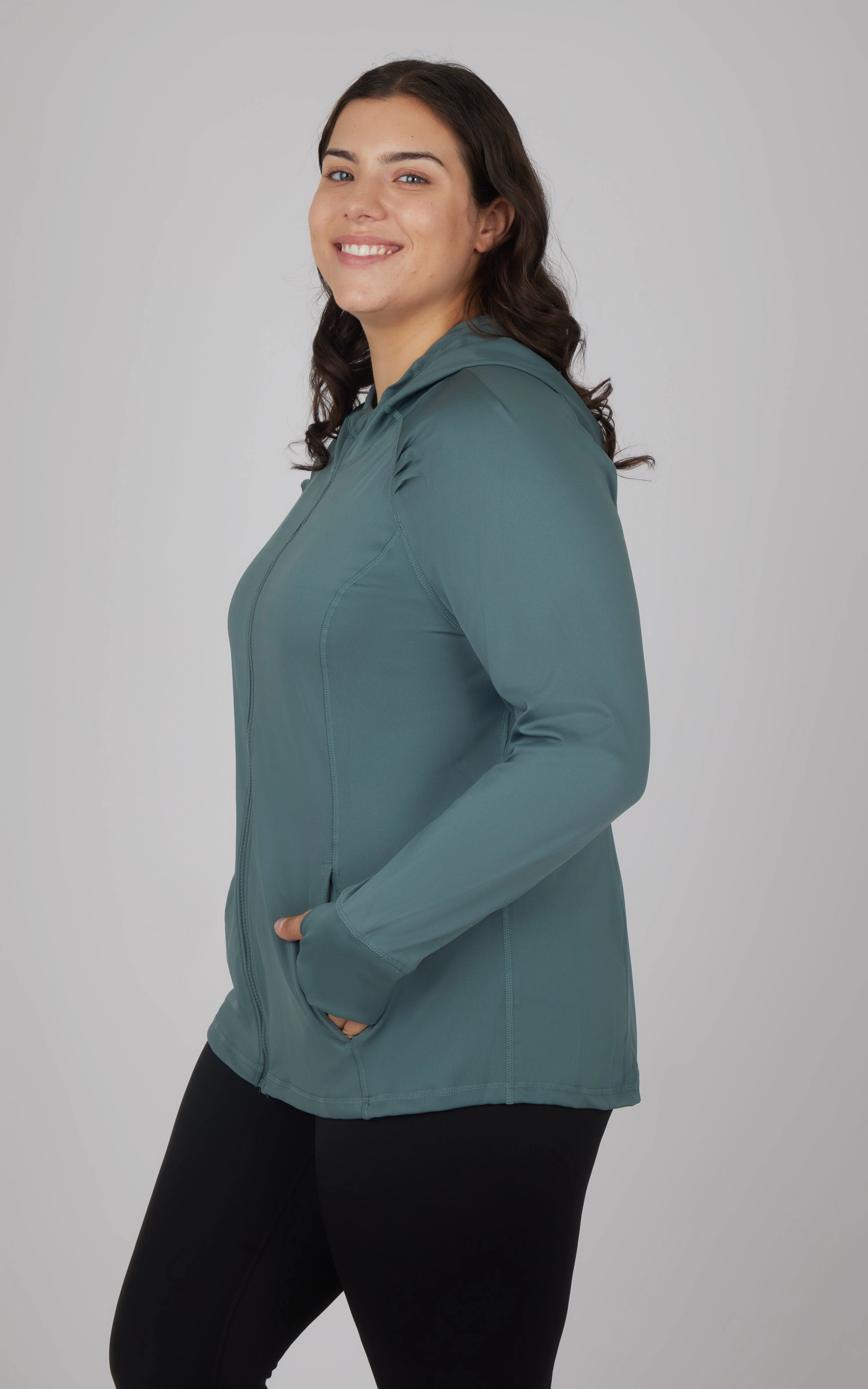 Plus Slim Fitted Full Zip Hooded Jacket