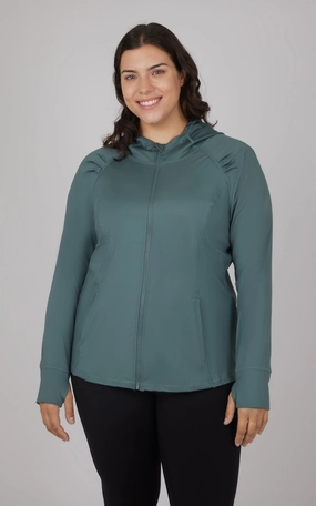 Plus Slim Fitted Full Zip Hooded Jacket