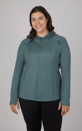 Plus Slim Fitted Full Zip Hooded Jacket