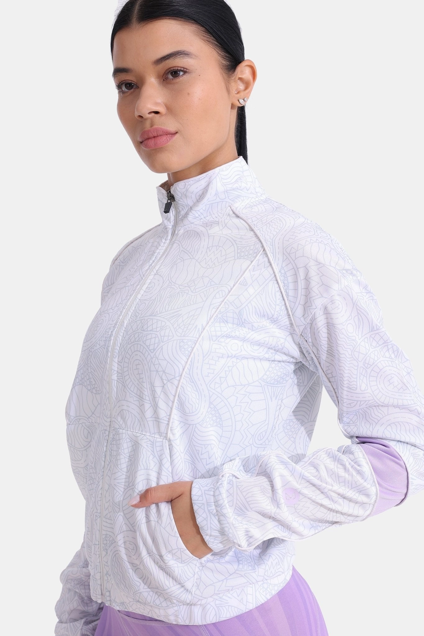Printed White Tracksuit Jacket