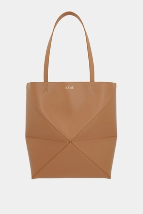 Puzzle Fold medium tote bag in shiny leather