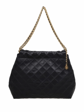 Quilted Black Cow Leather Hobo Bag