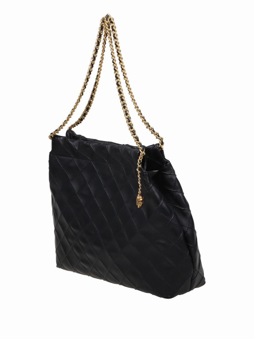 Quilted Black Cow Leather Hobo Bag
