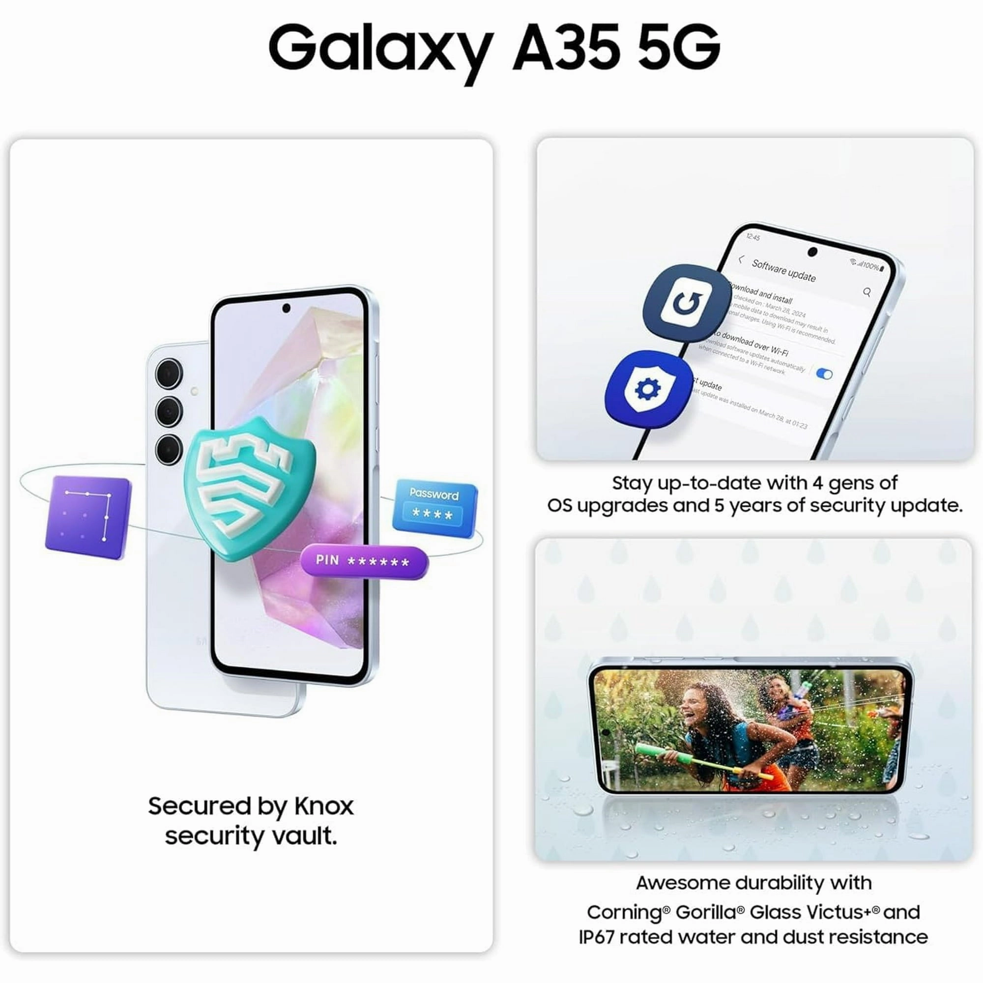 Samsung SM-A356 Galaxy A35 128GB 8GB RAM Unlocked Smartphone, Awesome Ice Blue