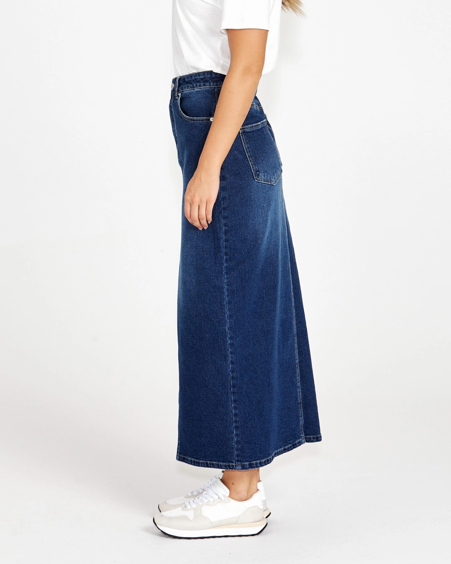 Sass Emerald Denim Maxi Skirt 78 Wash