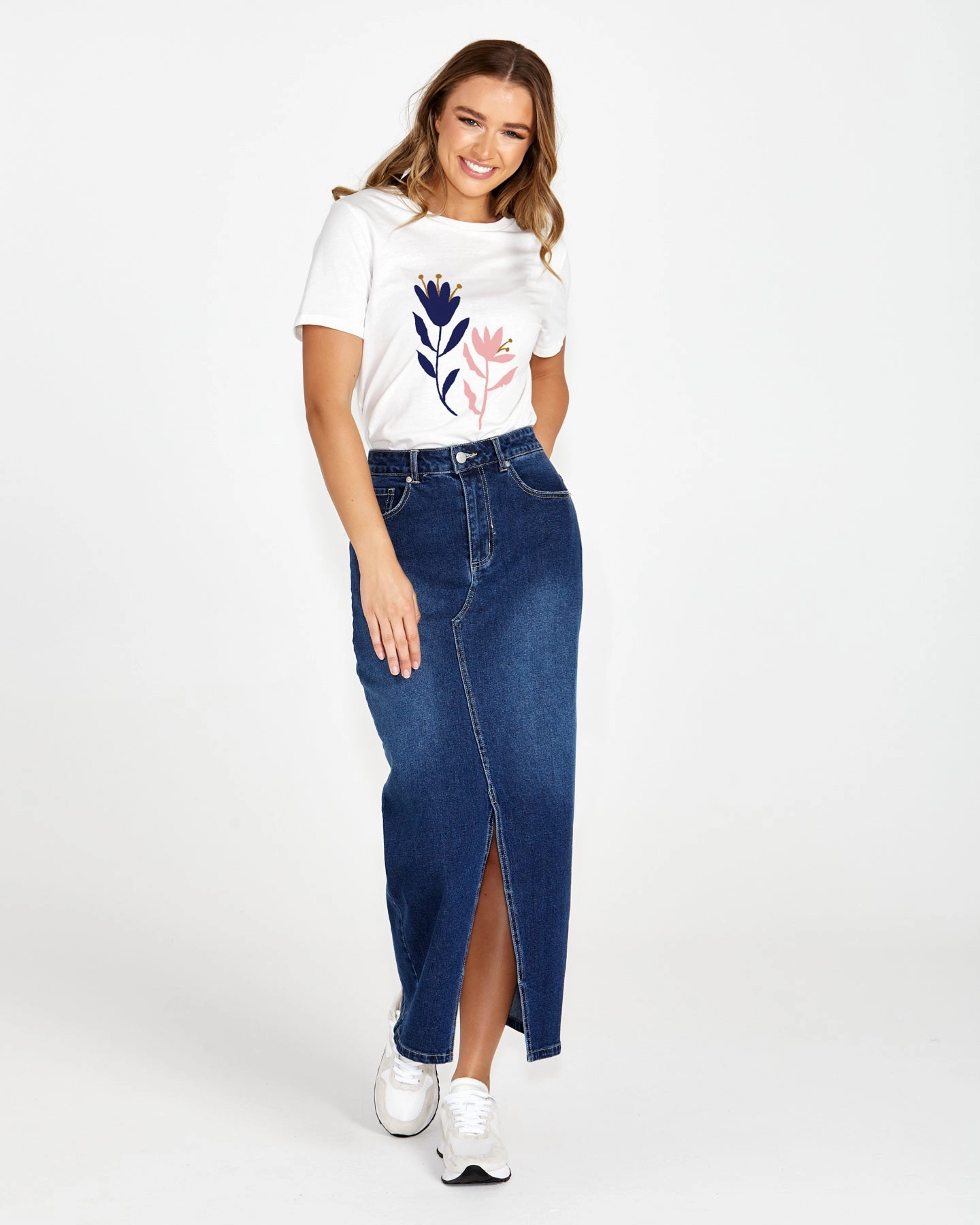 Sass Emerald Denim Maxi Skirt 78 Wash