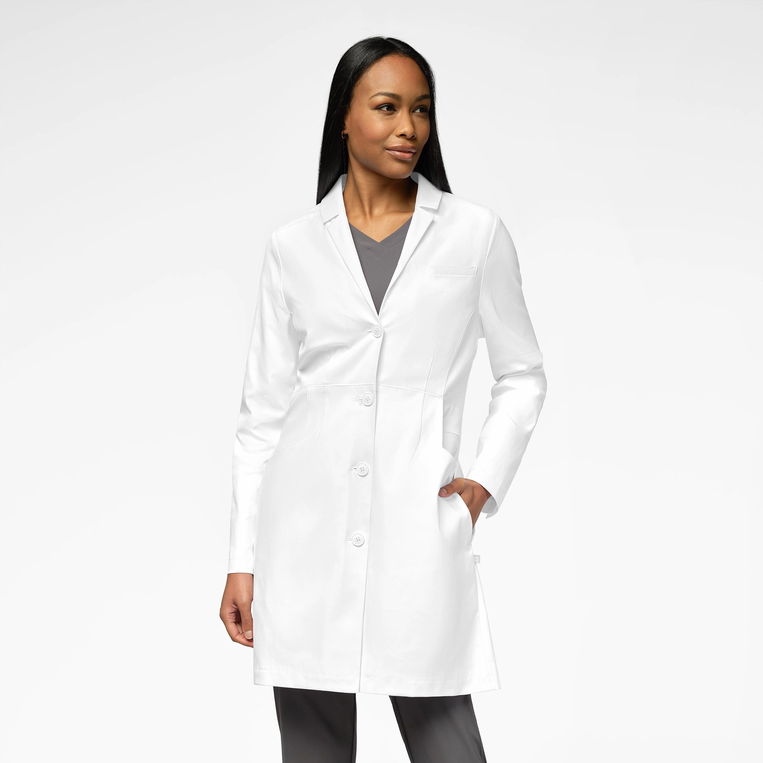 Slate Women's 35 Inch Doctors Coat - White