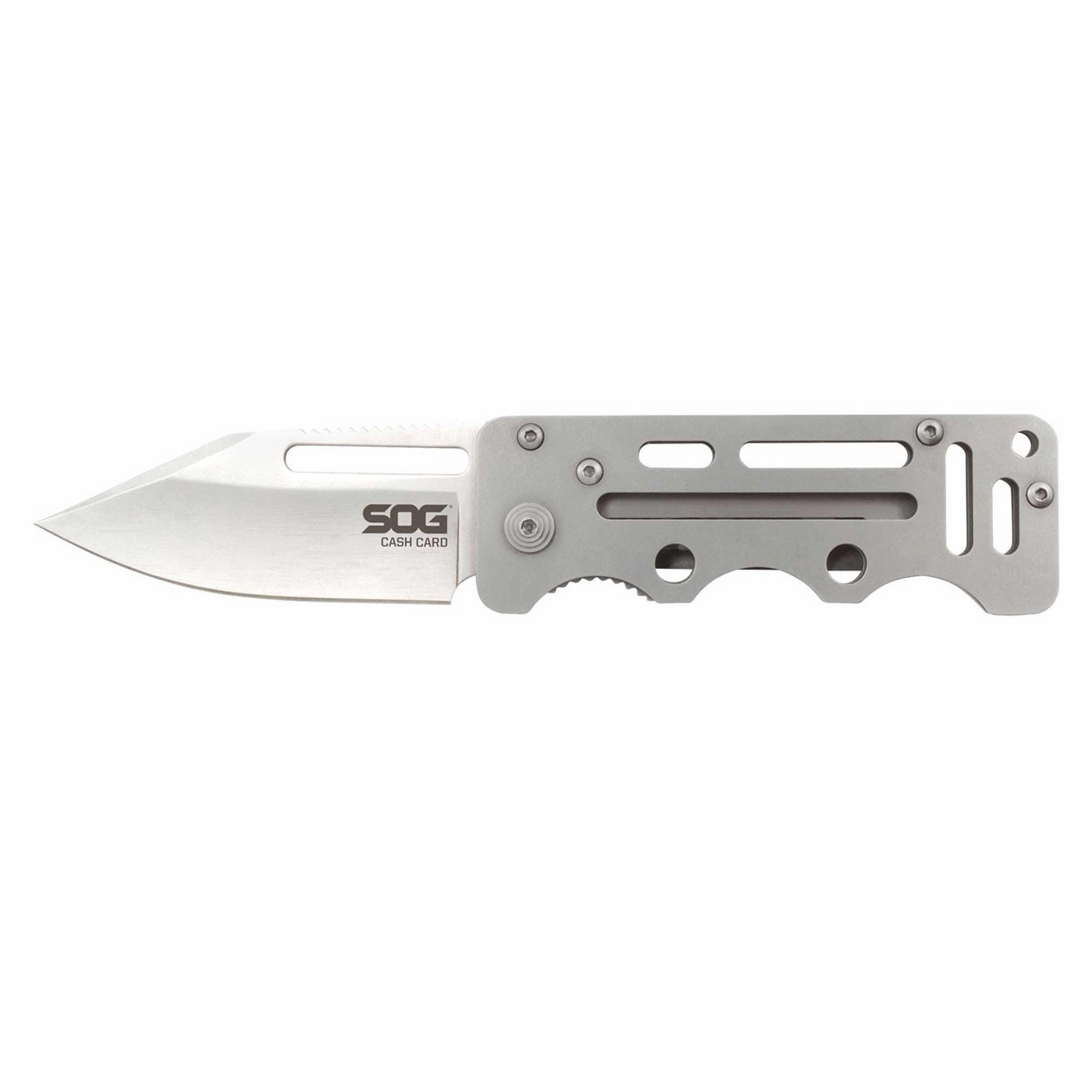 SOG Folding Knife - Cash Card Clip Point Satin Finish Stainless Steel Blade | EZ1-CP