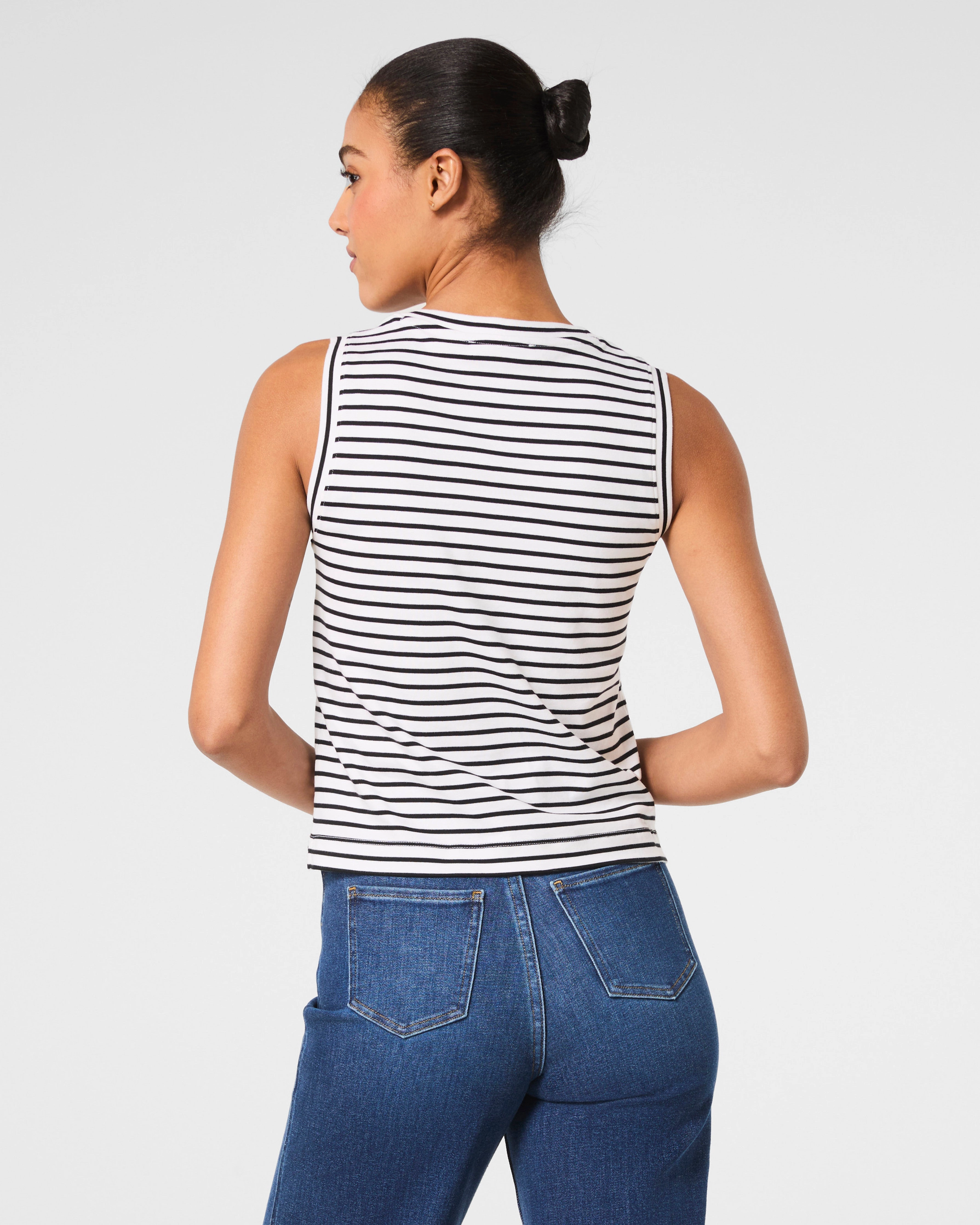 SPANX® Cotton Crewneck Tank Stripe