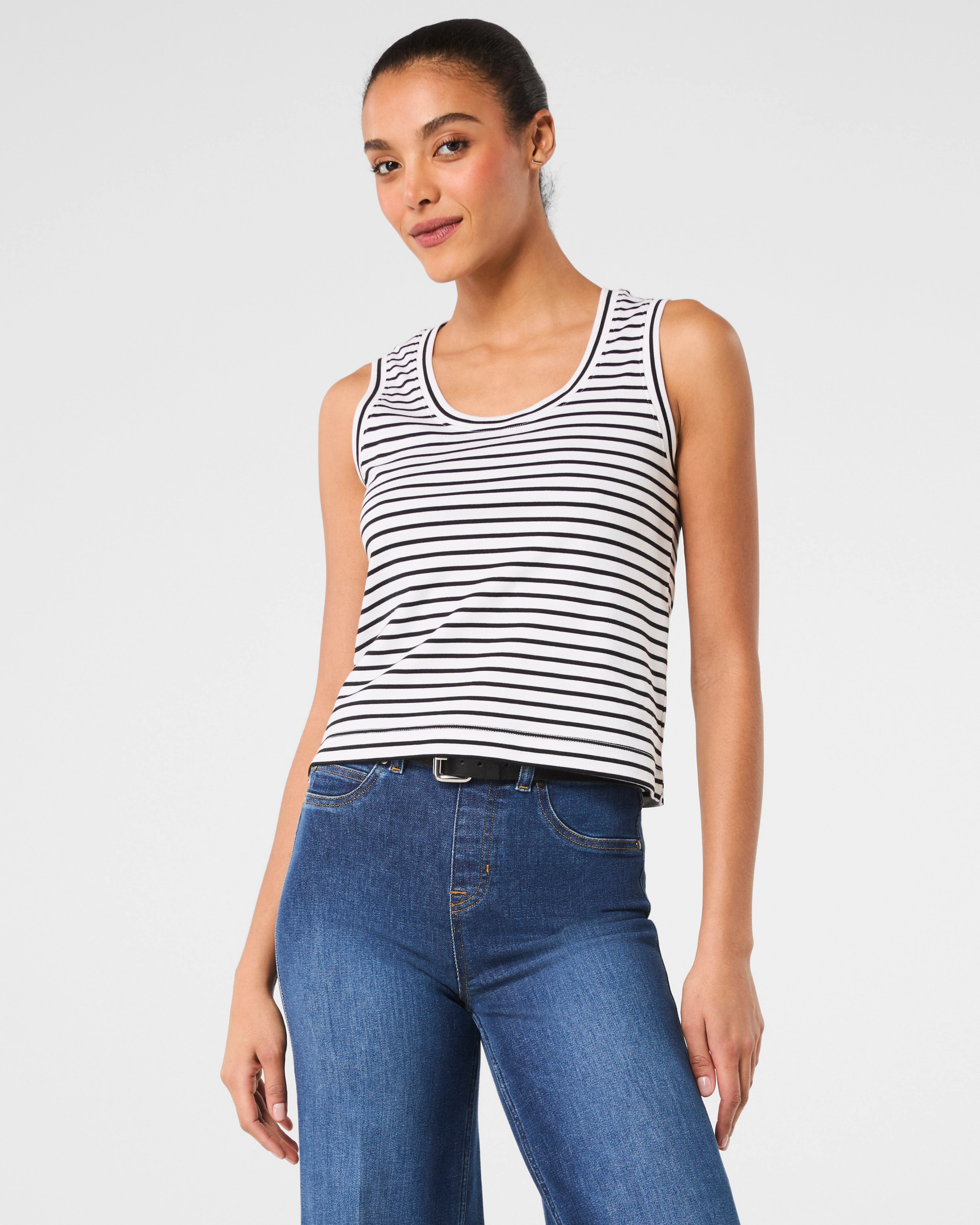 SPANX® Cotton Crewneck Tank Stripe