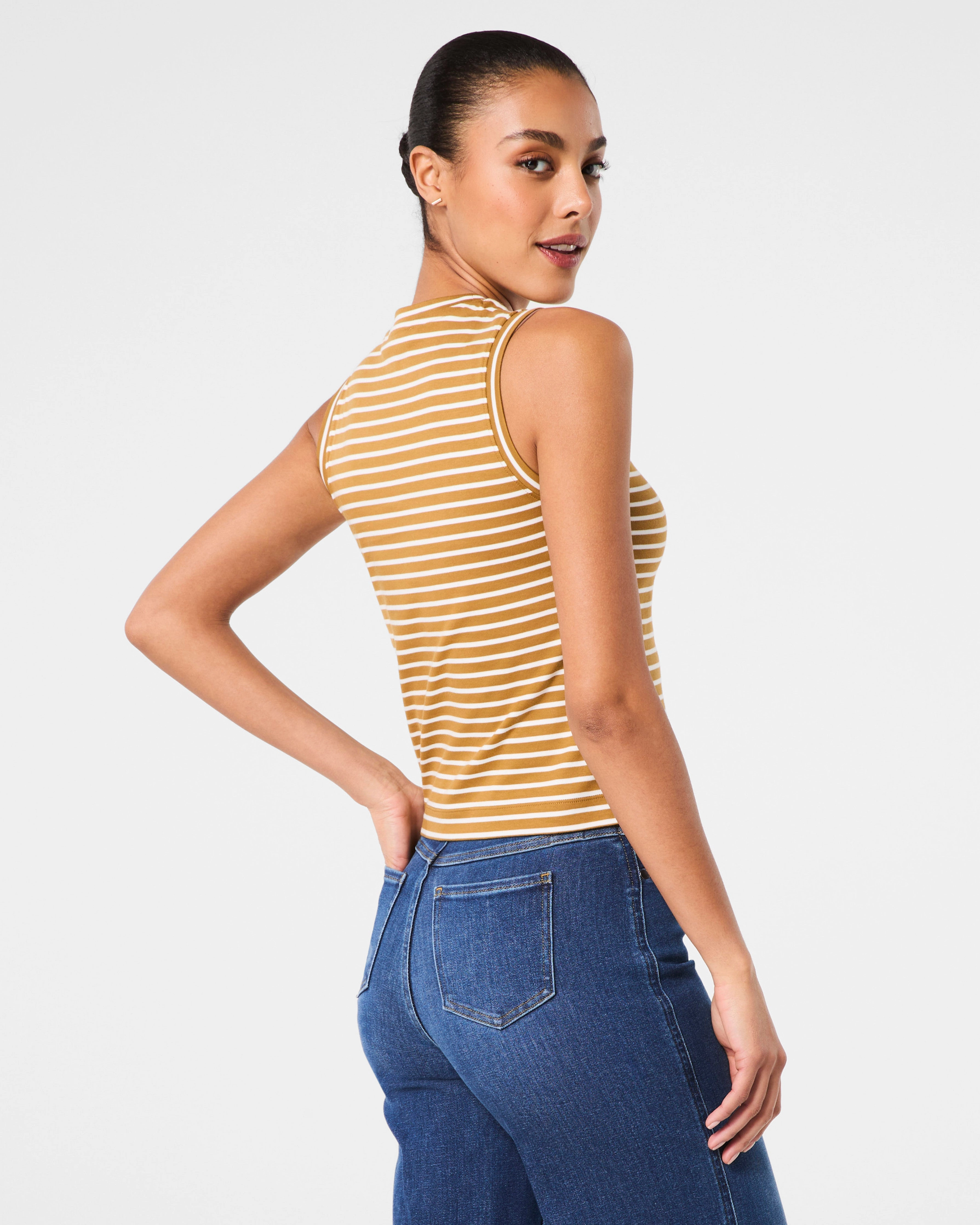 SPANX® Cotton Crewneck Tank Stripe