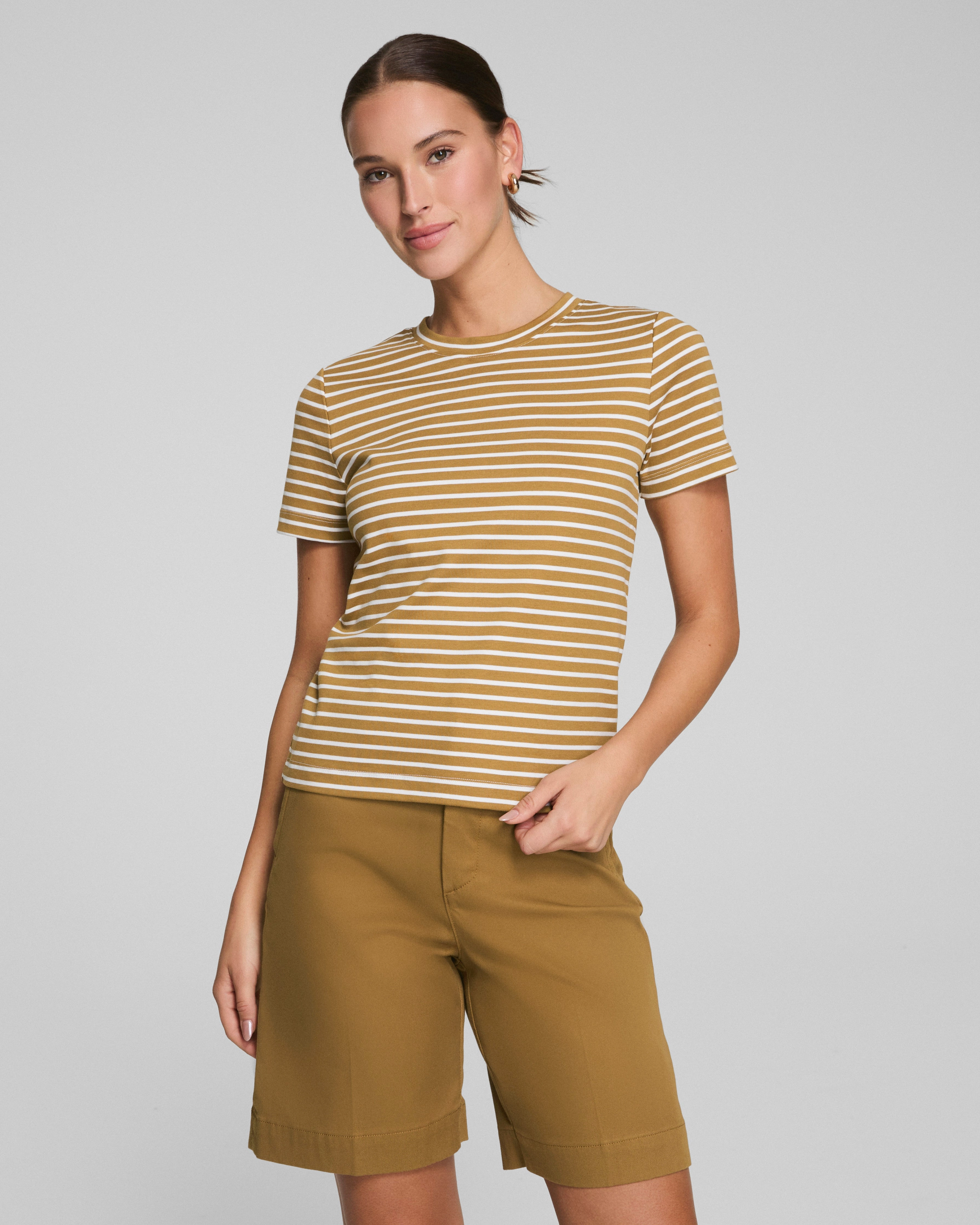 SPANX® Cotton Crewneck Tee, Stripe