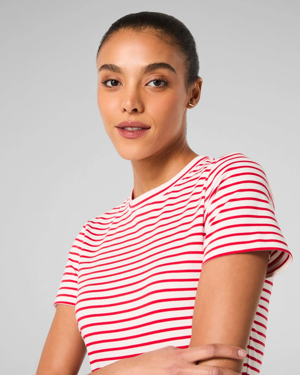 SPANX® Cotton Crewneck Tee, Stripe