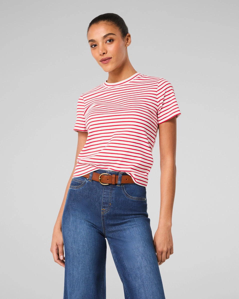 SPANX® Cotton Crewneck Tee, Stripe