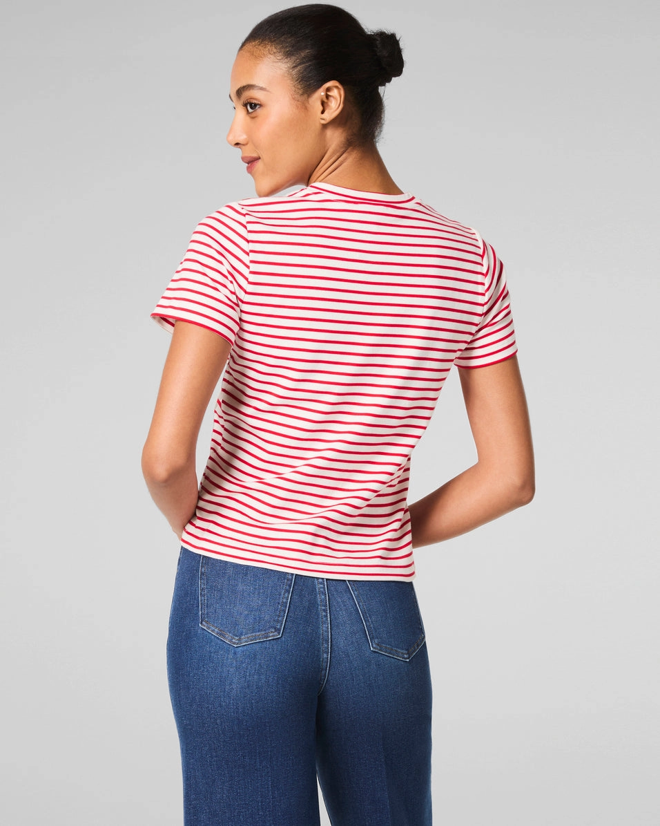 SPANX® Cotton Crewneck Tee, Stripe