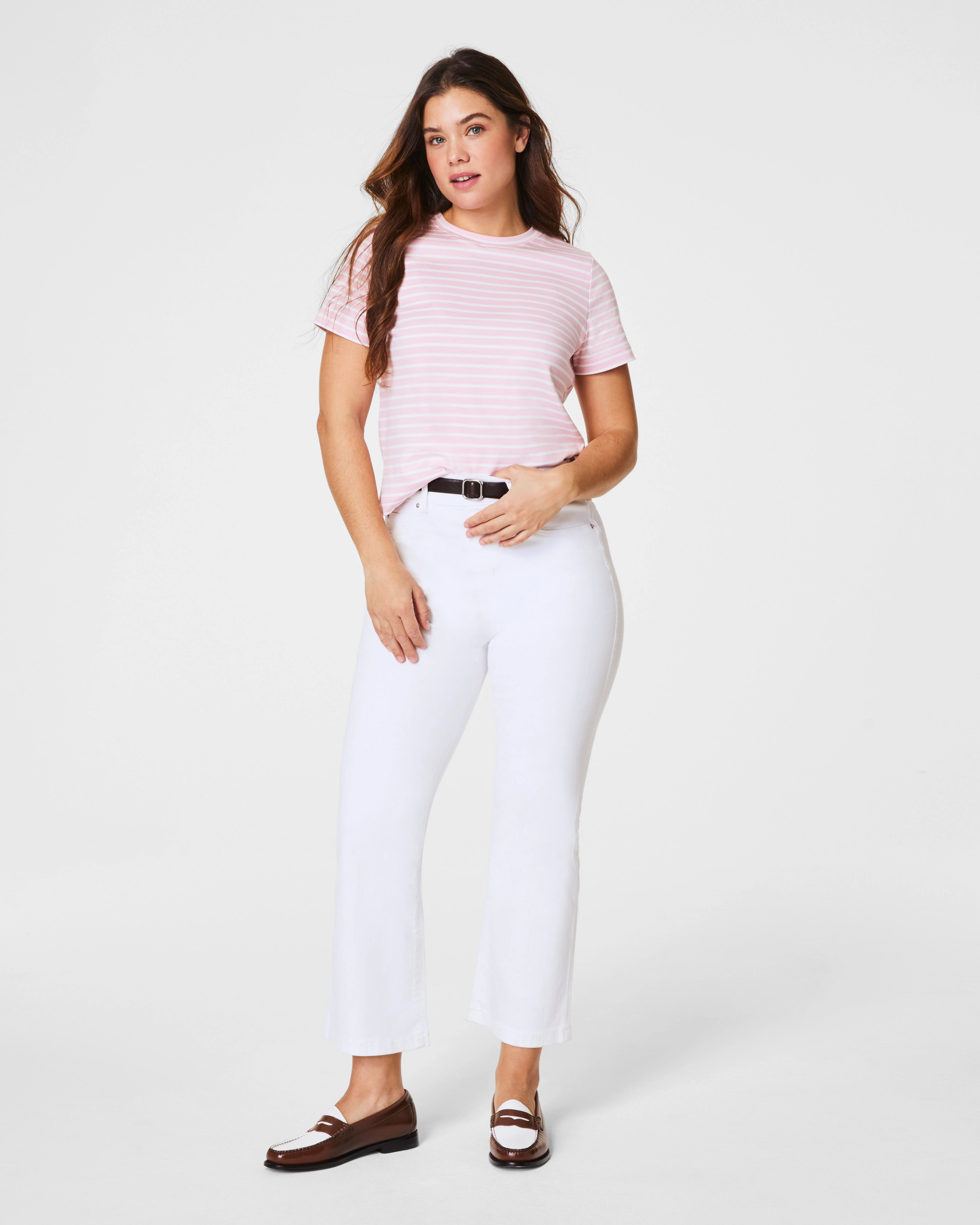 SPANX® Cotton Crewneck Tee, Stripe