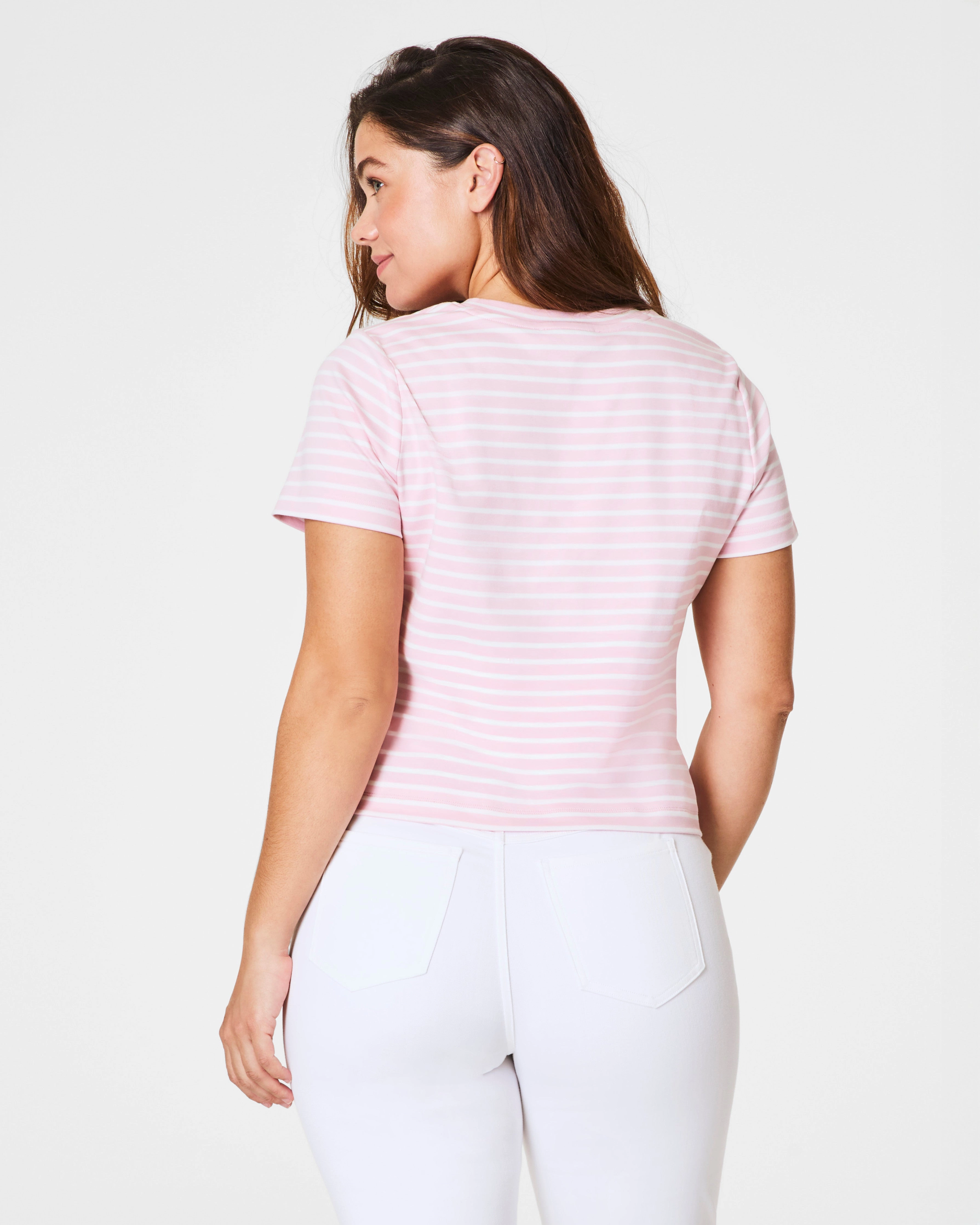 SPANX® Cotton Crewneck Tee, Stripe