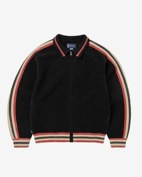 Striped Zip Cardigan Black