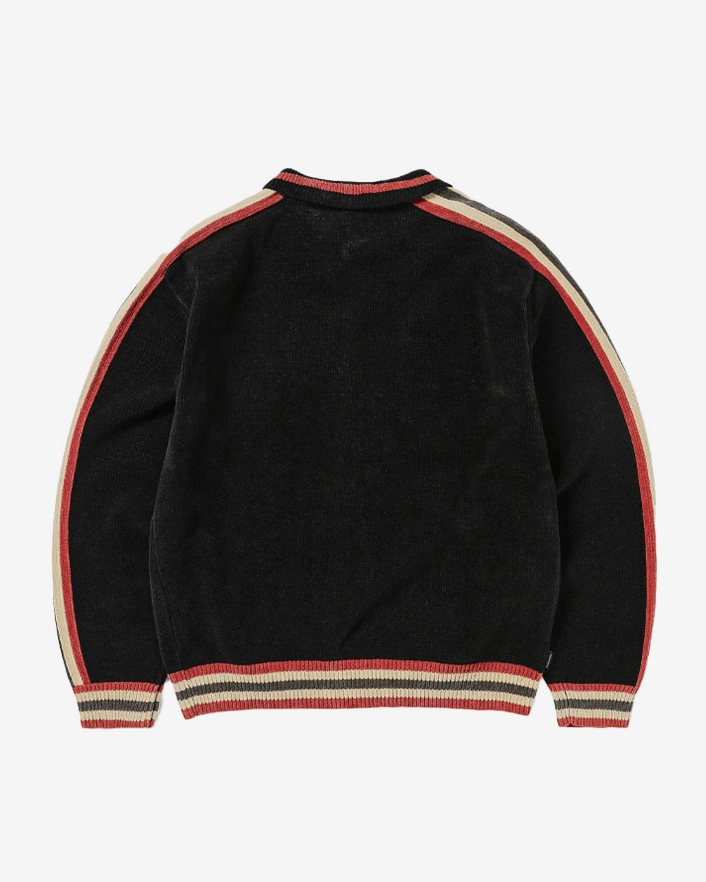 Striped Zip Cardigan Black
