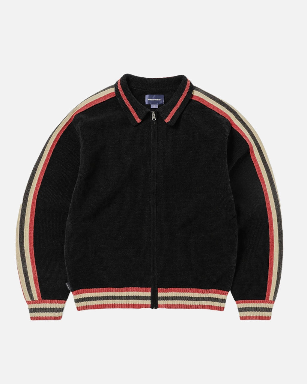 Striped Zip Cardigan Black