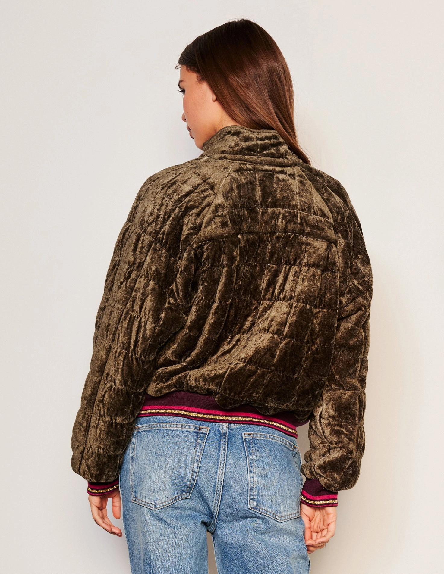 Sundry Quilted Bomber in Fern