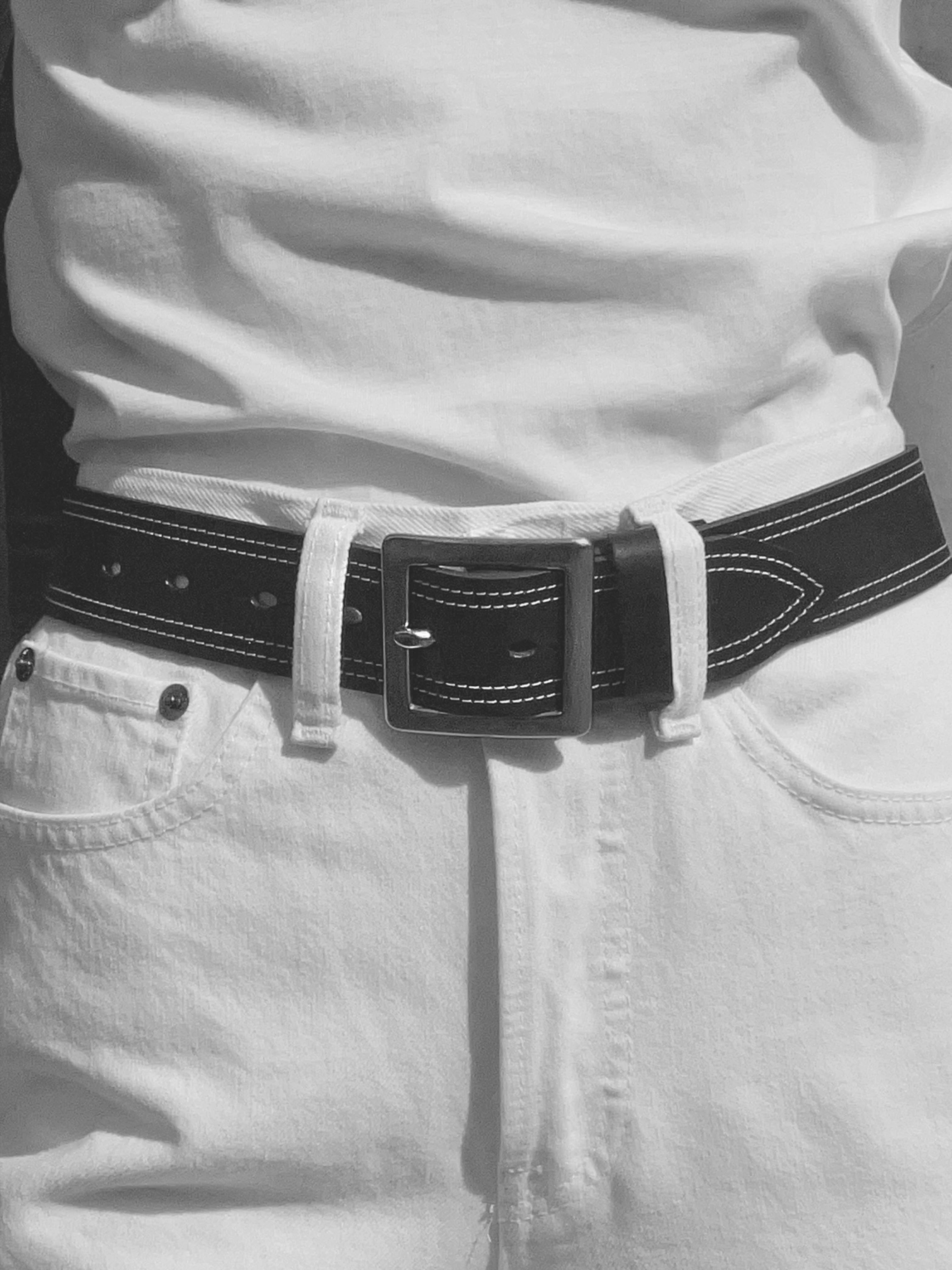The Lair Daisy White Stitch Belt Silver