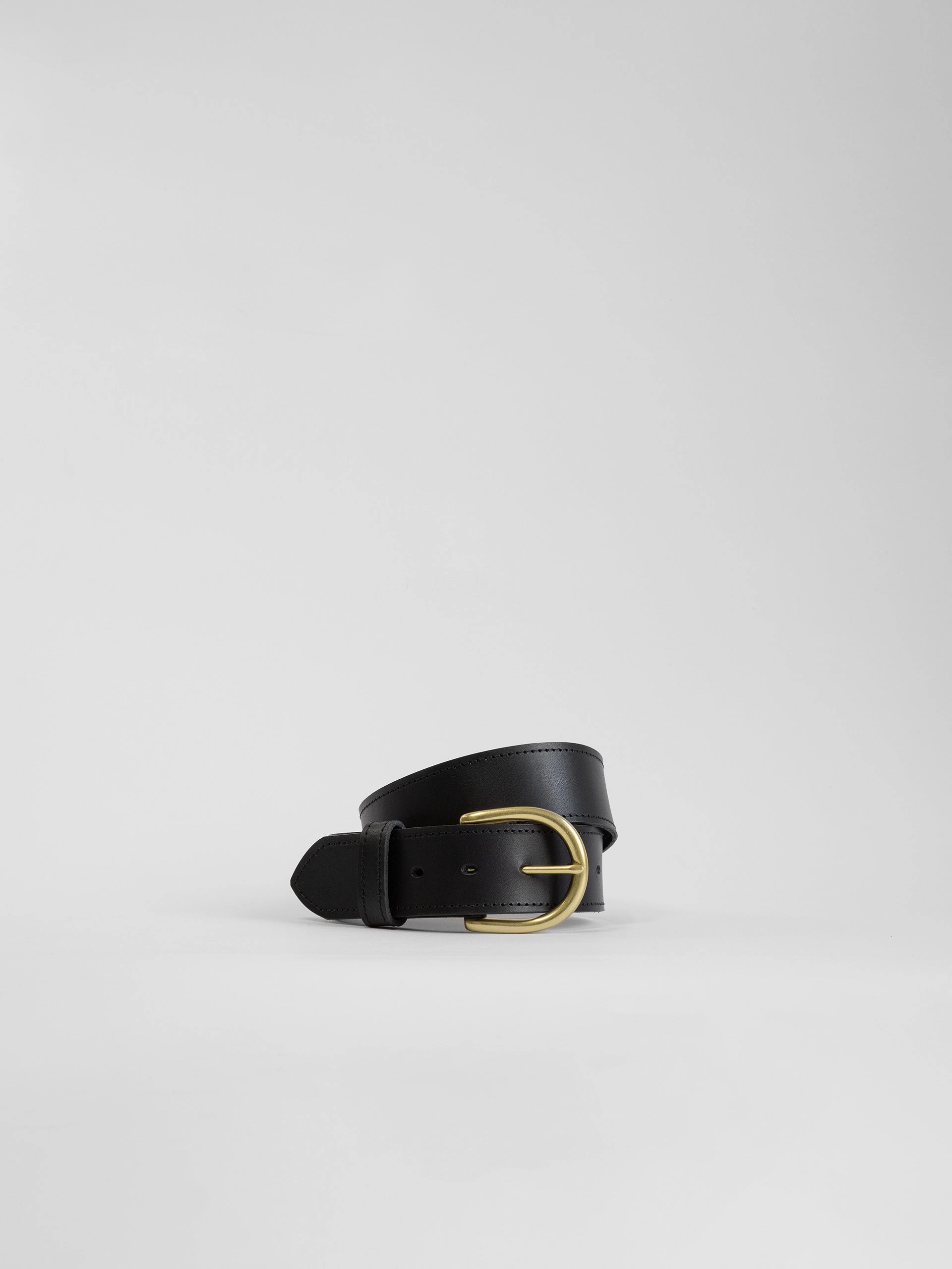 The Lair Maya Black Stitch Belt Wide Brass