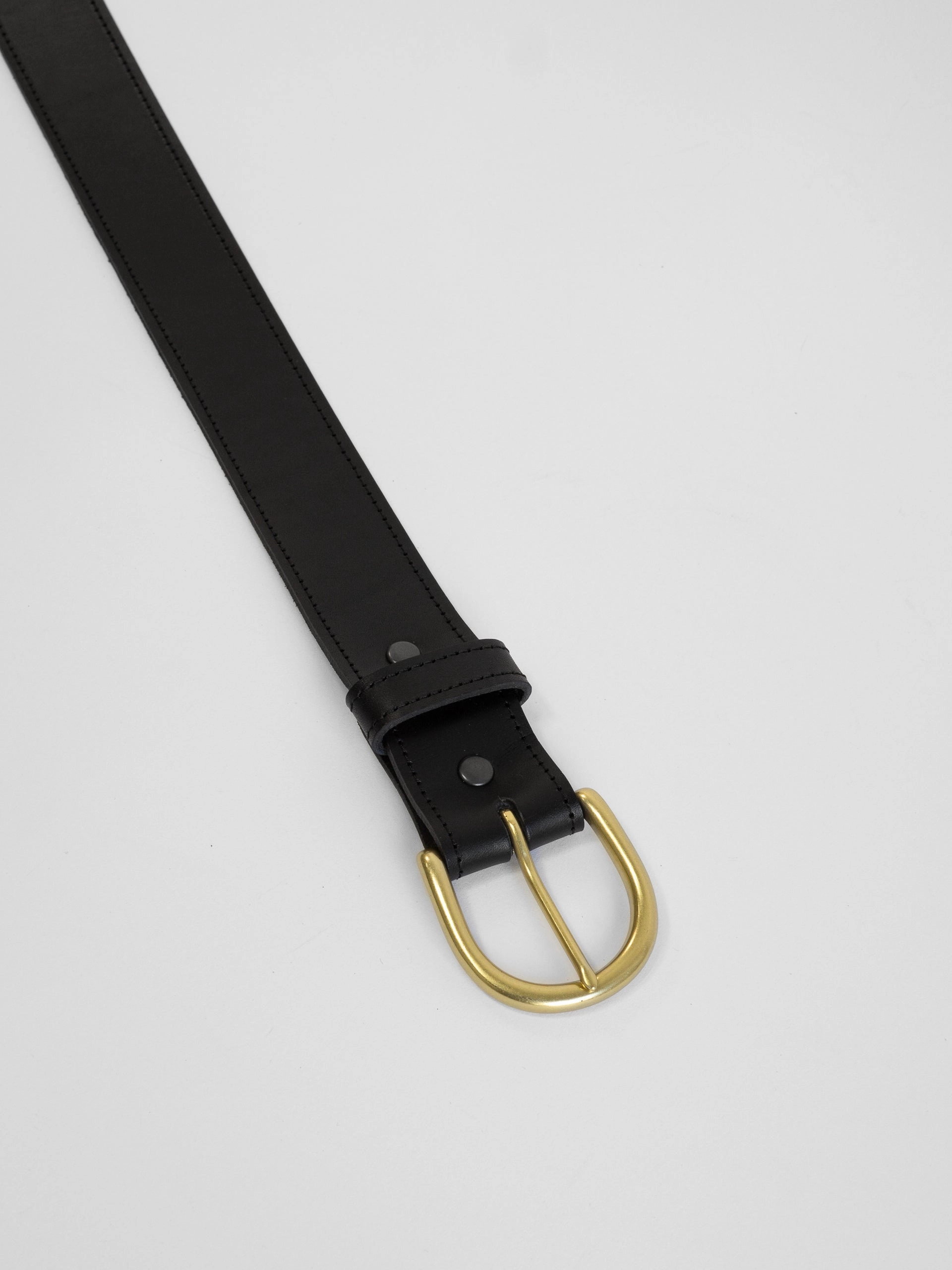 The Lair Maya Black Stitch Belt Wide Brass