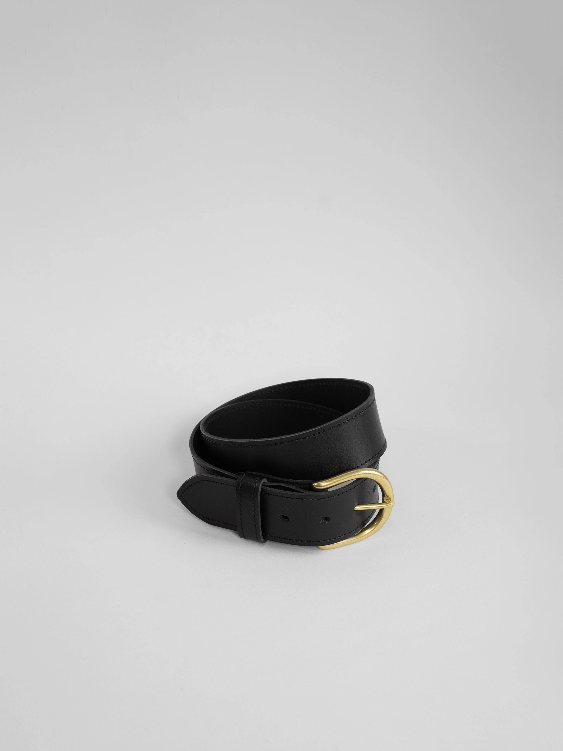 The Lair Maya Black Stitch Belt Wide Brass