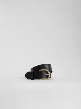 The Lair Maya Black Stitch Belt Wide Brass