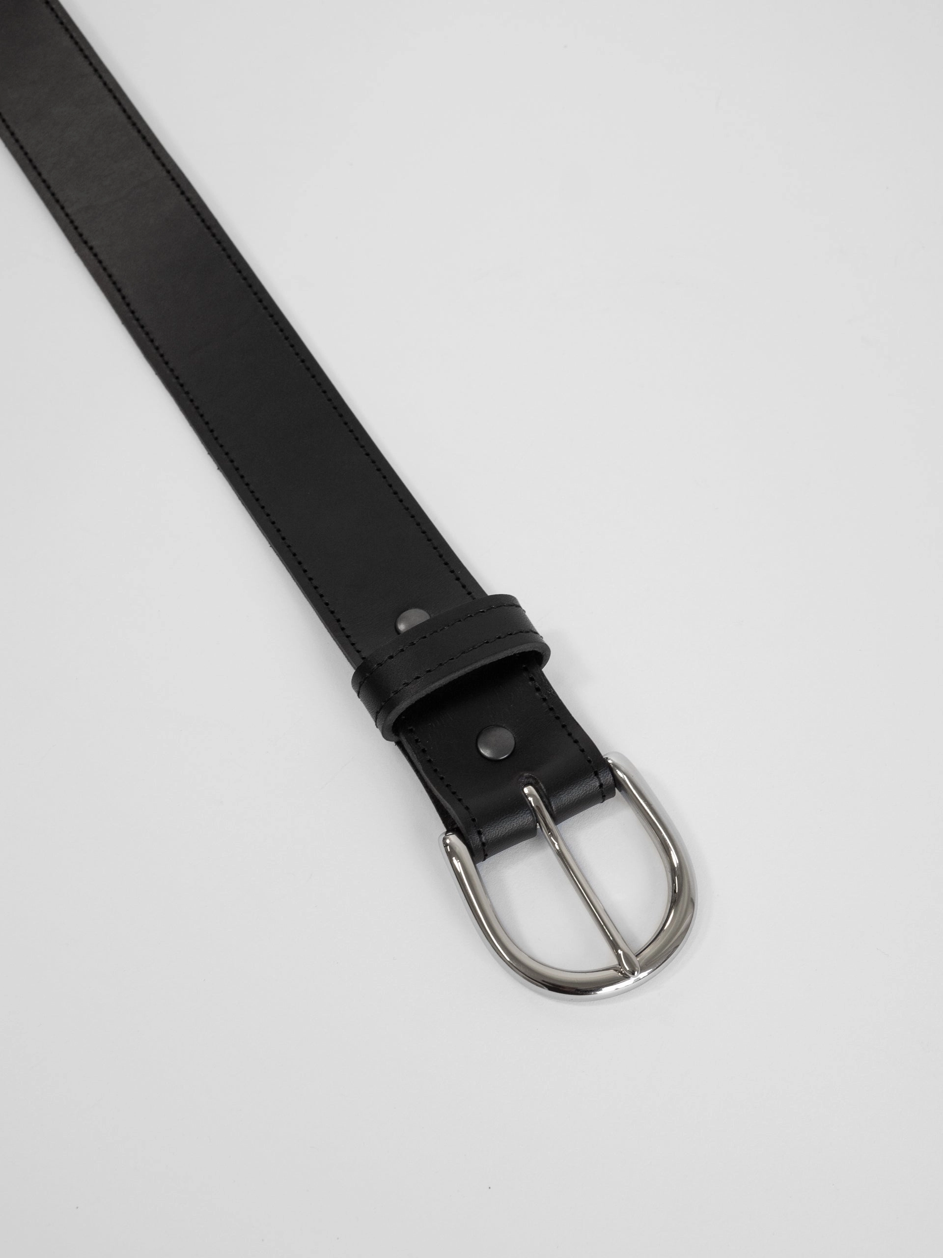 The Lair Maya Black Stitch Belt Wide Silver
