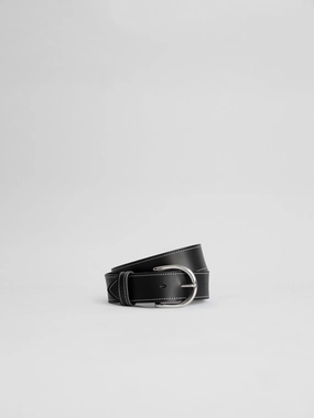 The Lair Maya White Stitch Belt Wide Silver