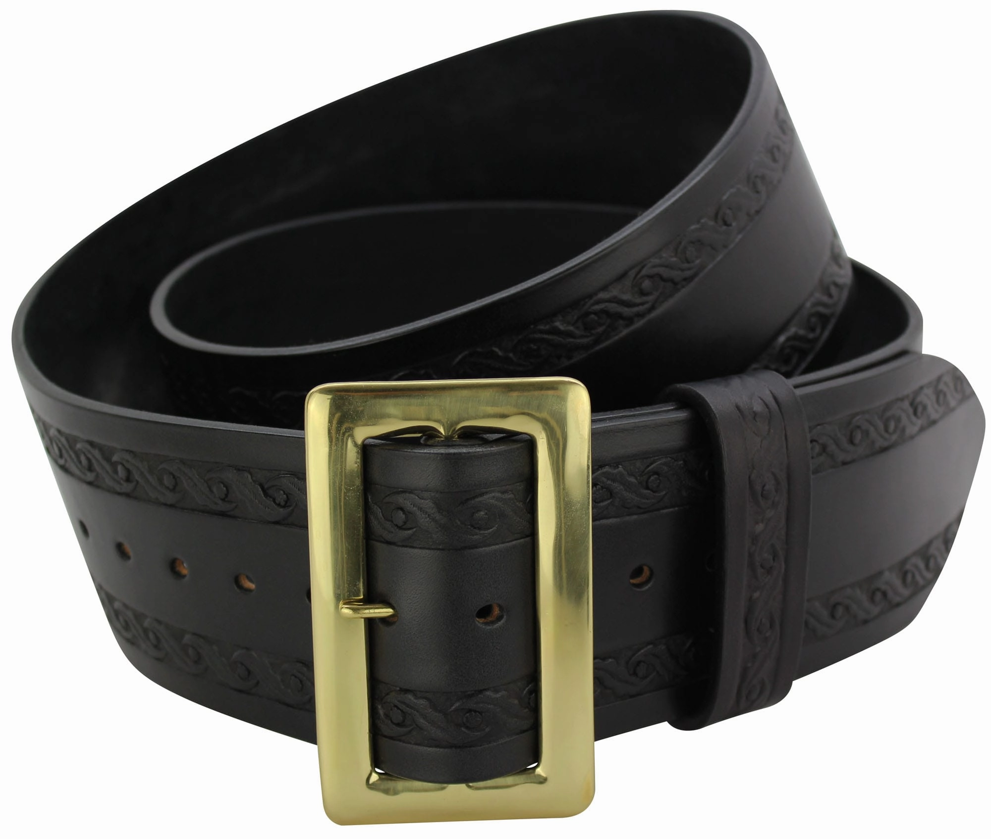 The Santa Claus: Black Premium Leather Oak Leaf Embossed 3.50" Professional Belt