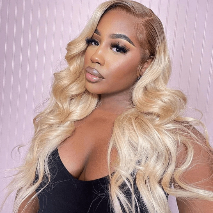 Tuneful Ombre Blonde 4/613 Colored 13x6 Lace Front Human Hair 613 Frontal Wigs 210% Density