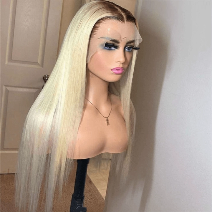 Tuneful Ombre Blonde 4/613 Colored 13x6 Lace Front Human Hair 613 Frontal Wigs 210% Density