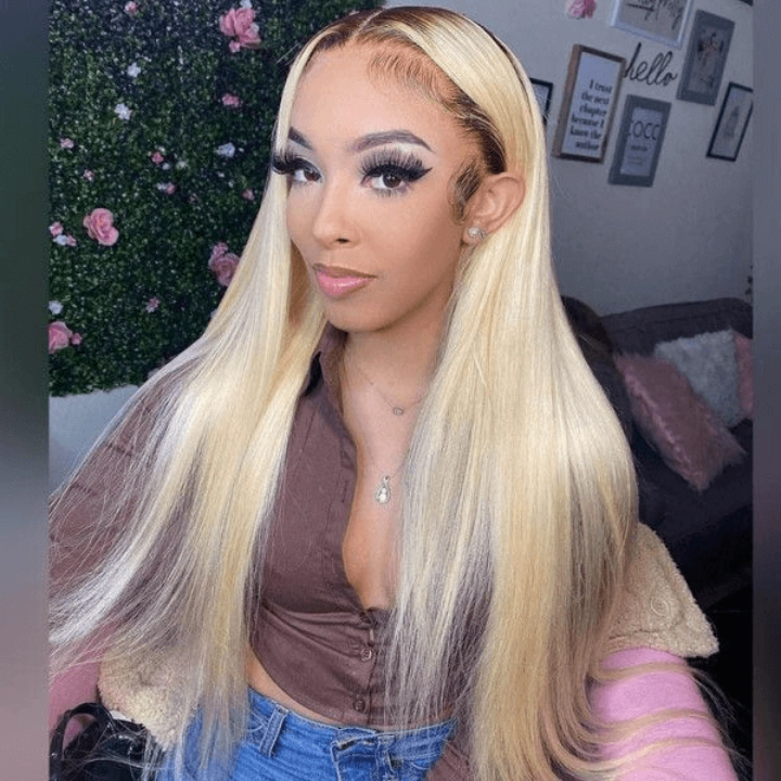 Tuneful Ombre Blonde 4/613 Colored 13x6 Lace Front Human Hair 613 Frontal Wigs 210% Density