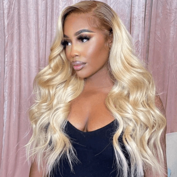 Tuneful Ombre Blonde 4/613 Colored 13x6 Lace Front Human Hair 613 Frontal Wigs 210% Density