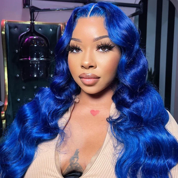 Tuneful Special Blue Colored 13x6 HD Lace Frontal  Blonde Colored Wigs 210% Density