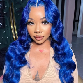 Tuneful Special Blue Colored 13x6 HD Lace Frontal  Blonde Colored Wigs 210% Density
