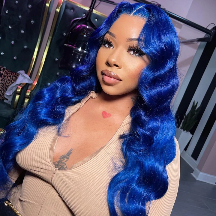 Tuneful Special Blue Colored 13x6 HD Lace Frontal  Blonde Colored Wigs 210% Density