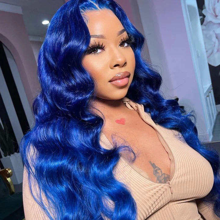 Tuneful Special Blue Colored 13x6 HD Lace Frontal  Blonde Colored Wigs 210% Density