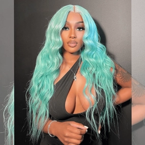 Tuneful Special Customise Baby Blue Colored 13x6 Lace Front Human Hair 613 Frontal Wigs 210% Density
