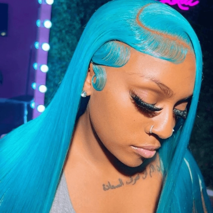 Tuneful Special Customise Blue Colored 13x6 HD Lace Front Human Hair 613 Frontal Wigs 210% Density