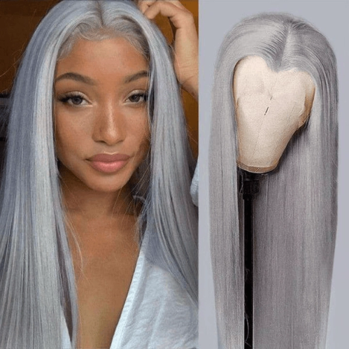 Tuneful Special Customise Grey Colored 13x6 HD Lace Front Human Hair 613 Frontal Wigs 210% Density