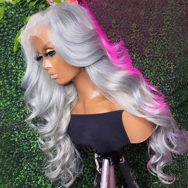 Tuneful Special Customise Grey Colored 13x6 HD Lace Front Human Hair 613 Frontal Wigs 210% Density