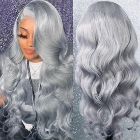 Tuneful Special Customise Grey Colored 13x6 HD Lace Front Human Hair 613 Frontal Wigs 210% Density
