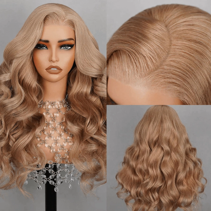 Tuneful Special Customise Light Flaxen Brown Cozy Blonde Colored 13x6 HD Lace Frontal Wigs 210% Density
