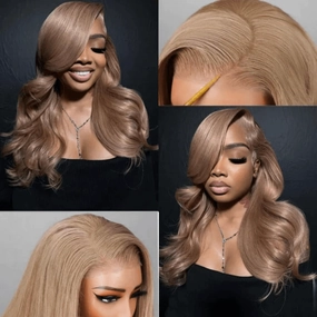Tuneful Special Customise Light Flaxen Brown Cozy Blonde Colored 13x6 HD Lace Frontal Wigs 210% Density
